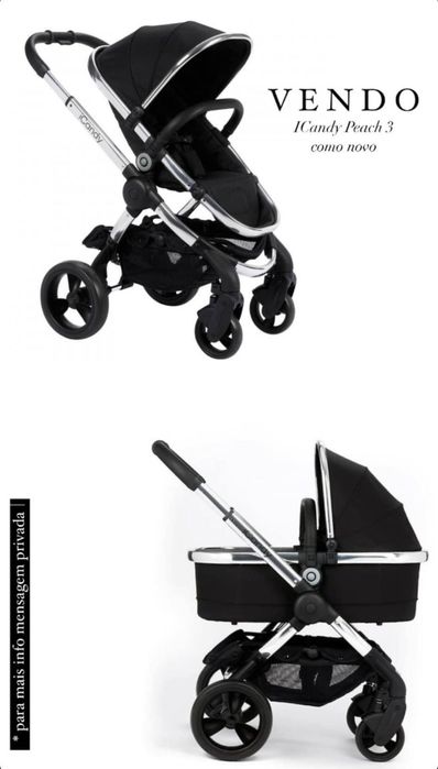 Trio iCandy Peach 3 – chassis + alcofa + cadeira + babycoque