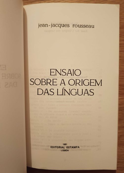 Ensaio sobre a origem das Línguas - Jean-Jacques Rousseau