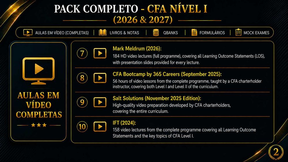 Pack Completo CFA Level I 2026/2027 + Edição Oficial CFA Institute 2027