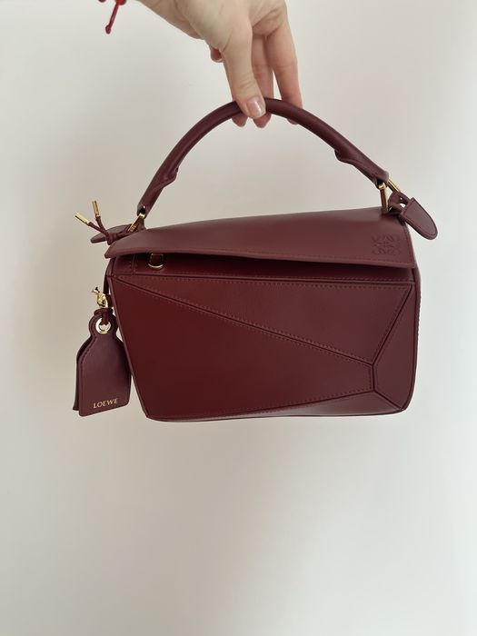 Bordowa torebka loewe puzzle skórzana