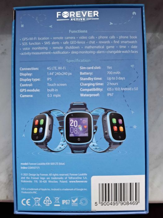 Zegarek Forever KW-500 LTE Smartwatch dla dzieci z GPS i telefonem