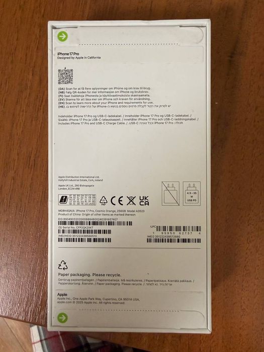 iPhone 17pro 256gb novo, embalado, new
