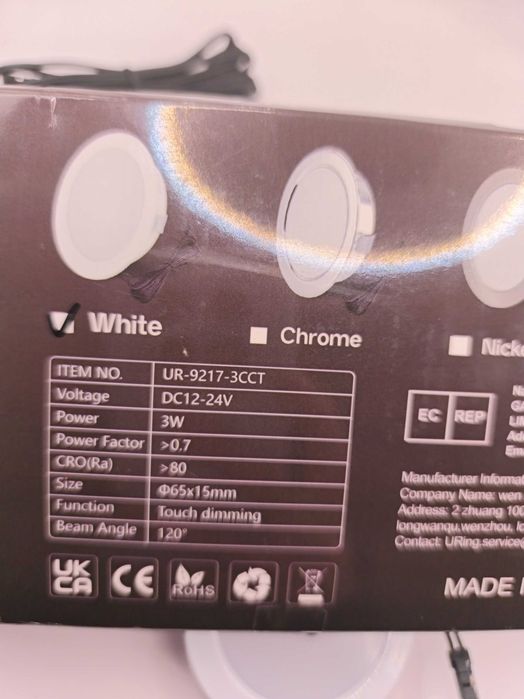 3 x lampka led podszafkowa biała 9217-3cct 12v 3w 3000k/4000k/6000k