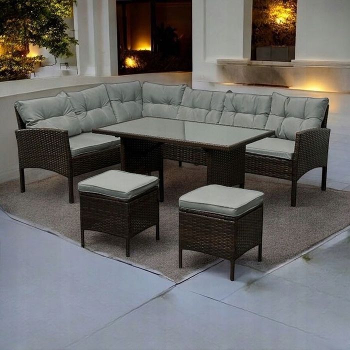 Nowe meble ogrodowe NAROŻNIK technorattan komplet wypoczynkowy TARAS