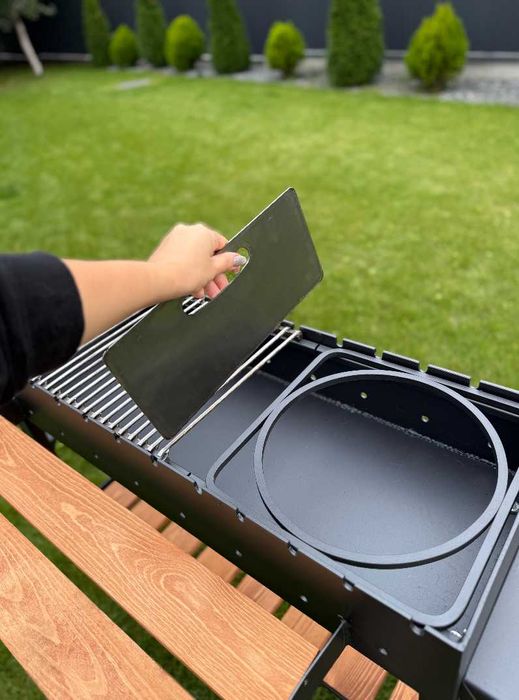 Мангал з решіткою для гриля і підставкою під казан метал 5 мм