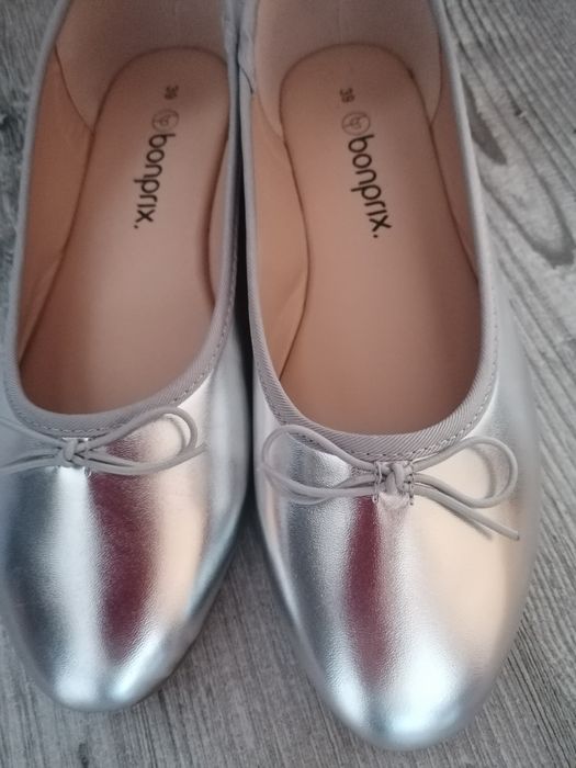 Bonprix nowe baleriny srebrne