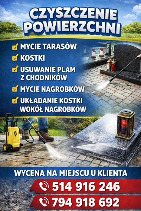 Mycie kostki tarasow i nagrobków