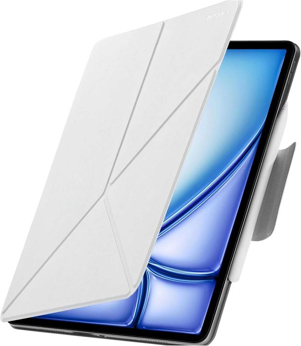 pitaka Etui na iPad Air 11 2026/2025/2024 dla studentów z uchwytem na rysik do iPada Pro 11 2022-2018 skóra PU, białe [MagEZ Folio 2]