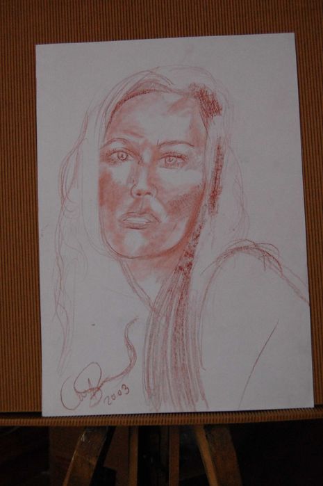 Grafika."Portret kobiety".Rysunek.Sangwina.