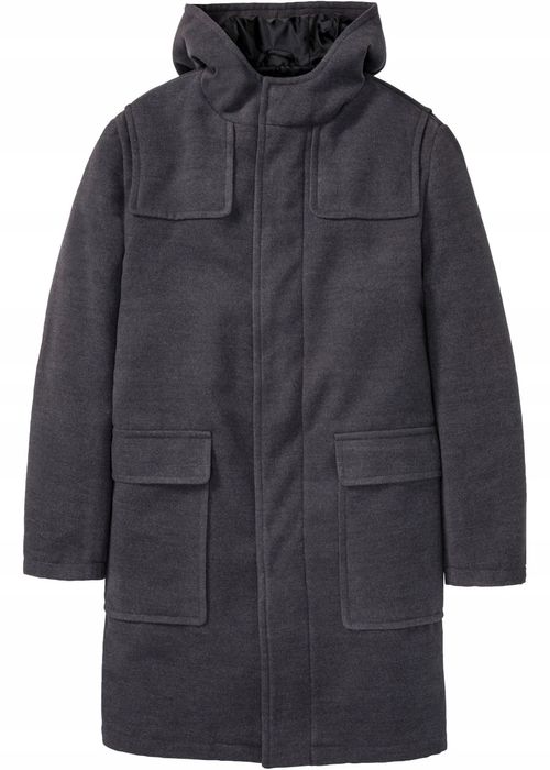 B.P.C męski płaszcz flauszowy szary z kapturem 60