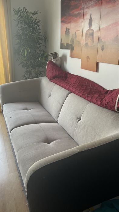 Sofa 3 lugares preto e cinza