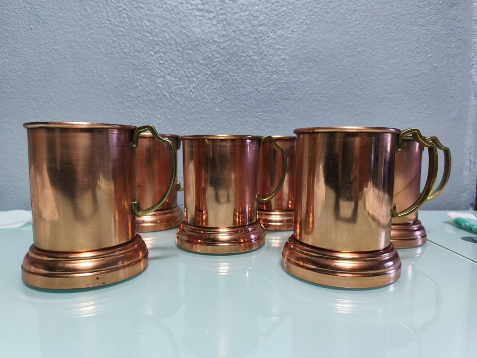 Conjunto de 6 Canecas em Cobre e Latão / Canecas Moscow Mule Vintage