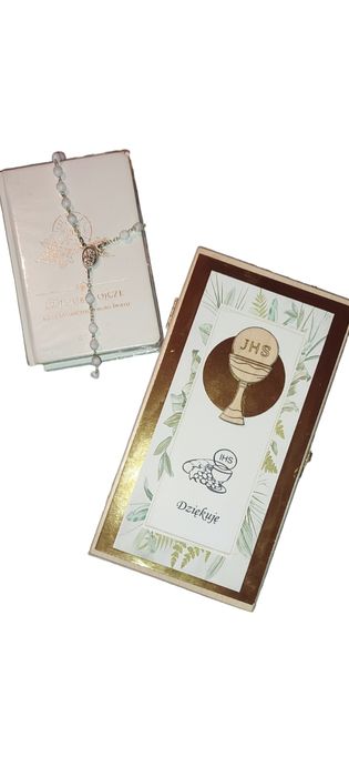 Podziękowanie dla chrzestnych, KOMUNIA Święta,pudełko+ drobiazg