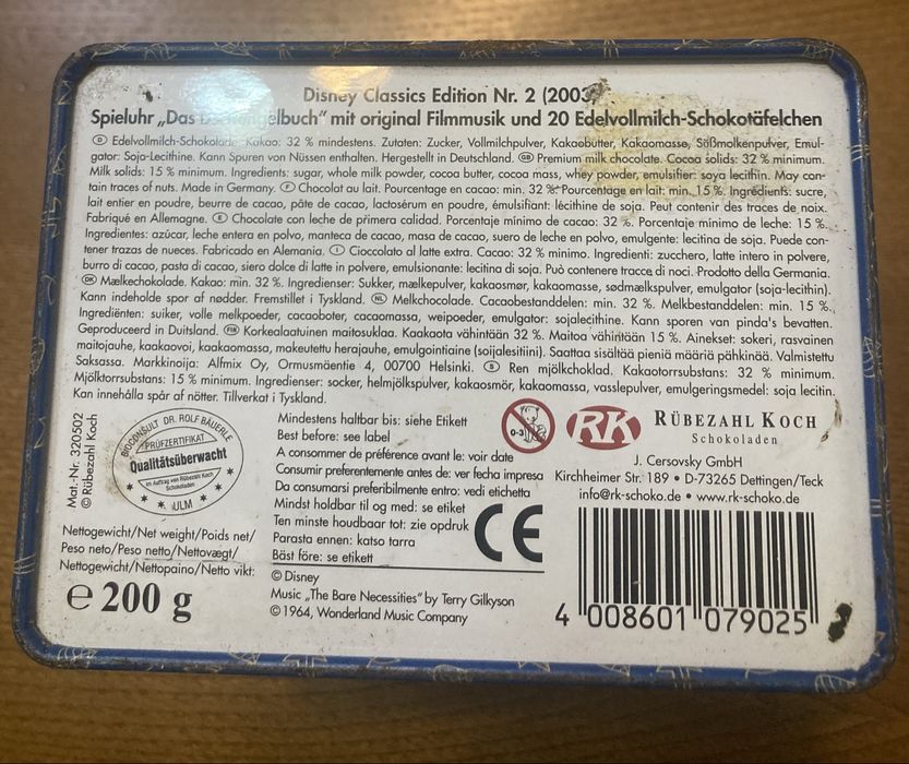 Caixa em folha da Flandres com música de 1964