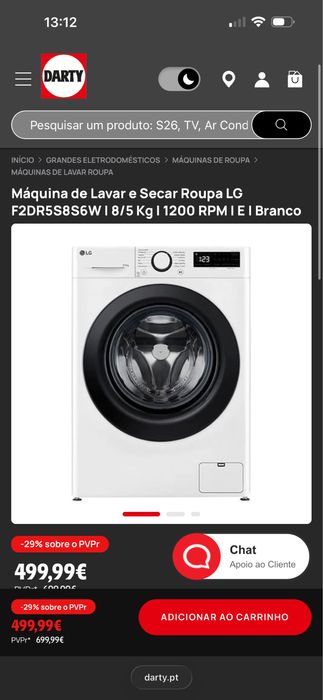 Maquina de Lavar e Secar Roupa LG (5/8kg) Branco