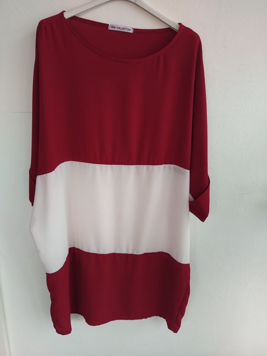 Túnica / vestido vermelho e branco - Tamanho único