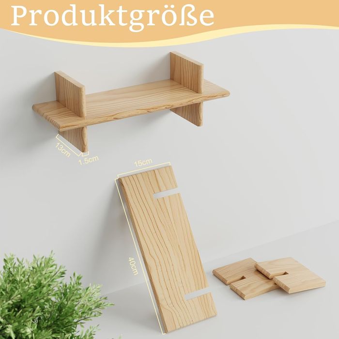 Regały Ścienne hi-home, Zestaw 3 Płynących, Drewniane, Brązowe