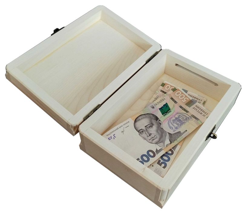 Деревяна копілка, скарбничка ручної роботи під розпис декупаж