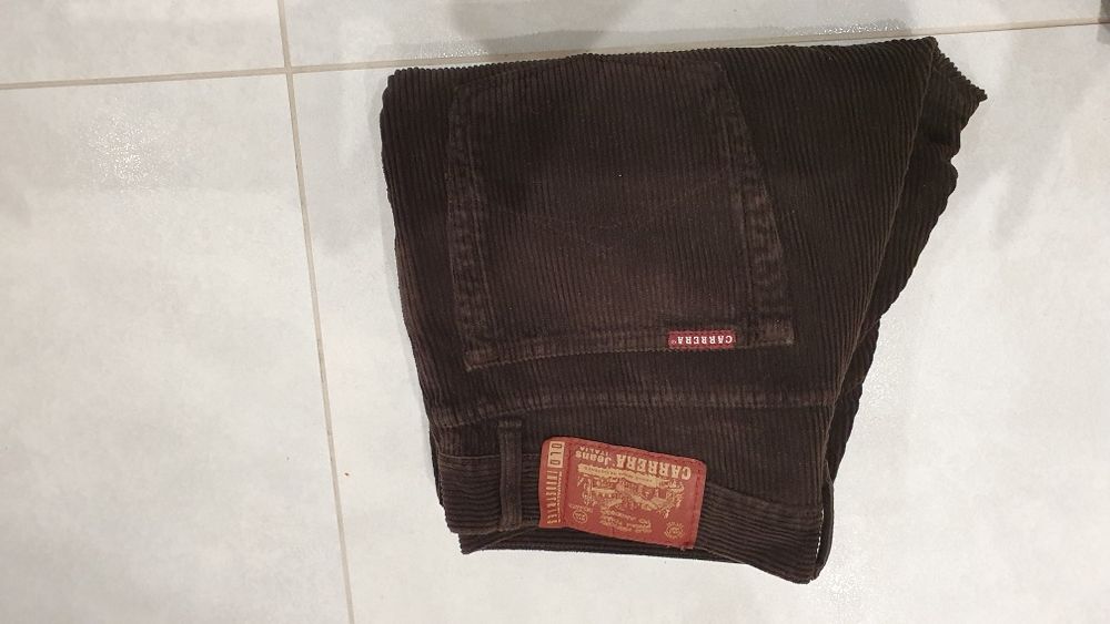 Spodnie męskie 1sztruksowe brązowe ciemne zielone XL 42 Carrera