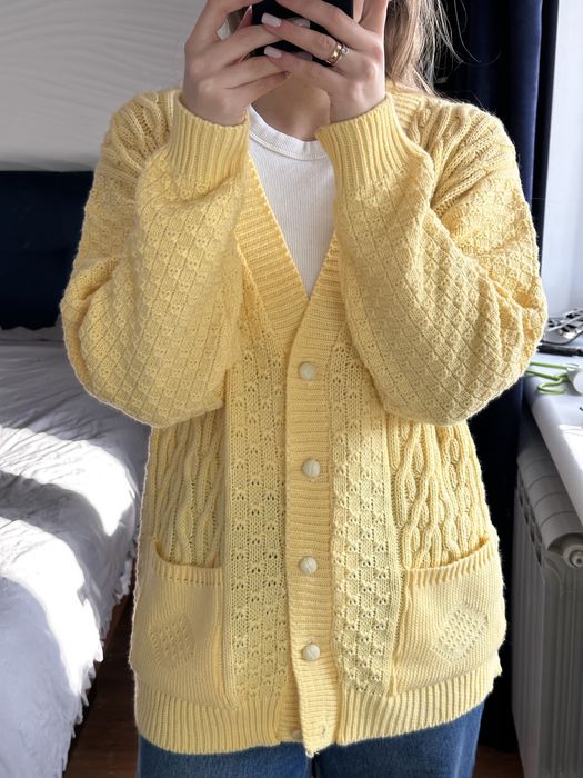 Жовтий бавовняний кардиган оверсайз