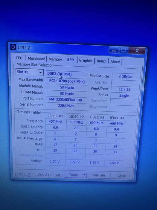 Hynix 2GB DDR3 PC3-10600 1333 MHz HMT325U6BFR8C-H9 N0 AA