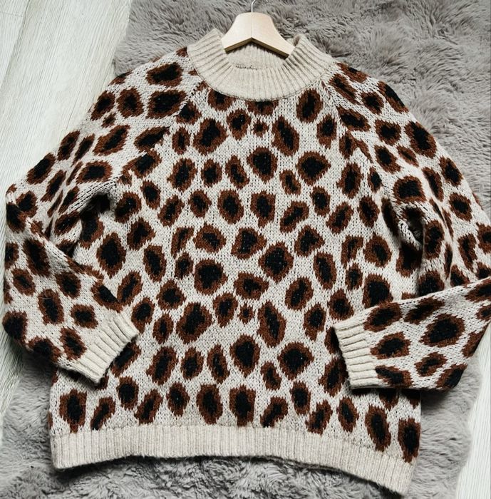 Sweterek w cętki damski Only w panterkę oversize brąz beż 38/M