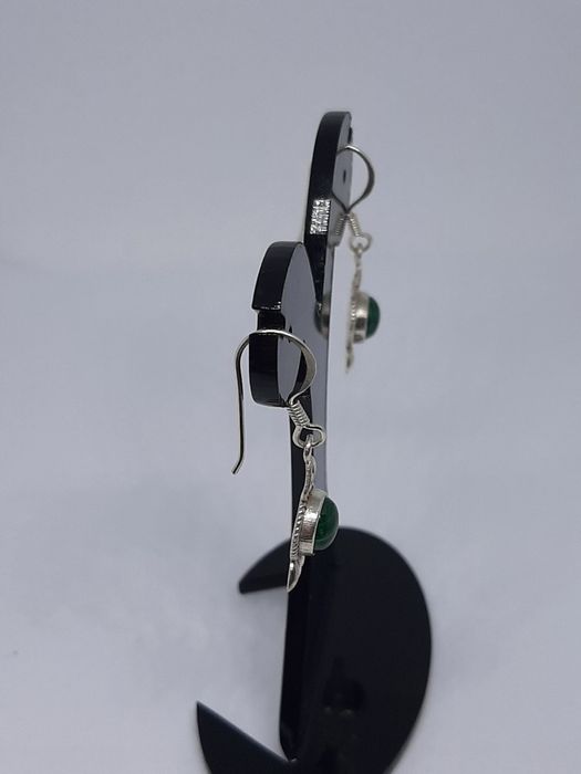 Kolczyki ze srebra, srebro 925 z malachitem