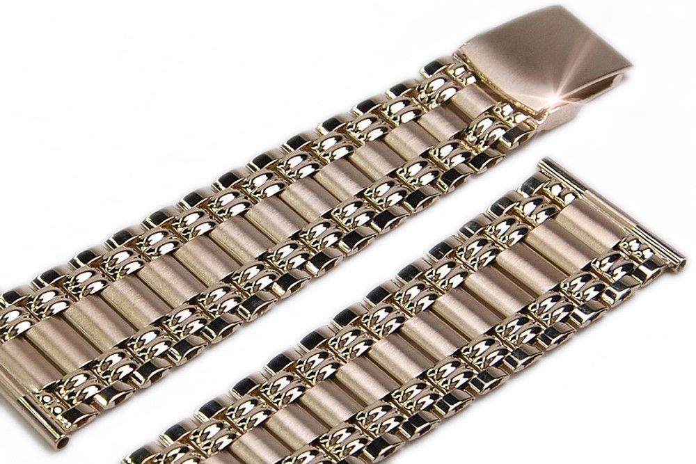 Bransoleta do zegarka męskiego z czerwonego 14k 585 różowego złota