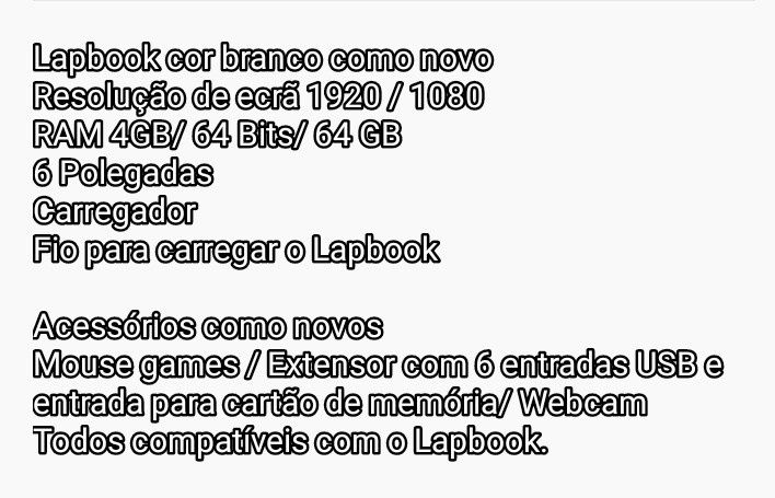 Laptop Chuwi  branco como novo + Acessórios novos