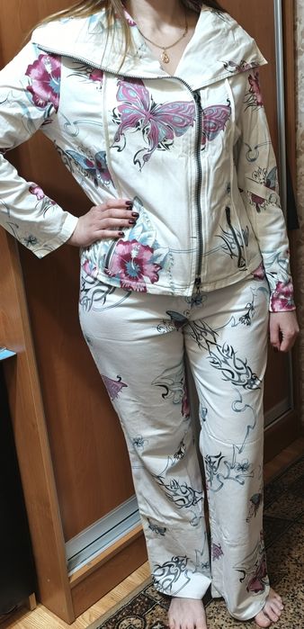 Костюм брючний вінтажний Laurel (Escada ),80-х років, білий костюм з принтом