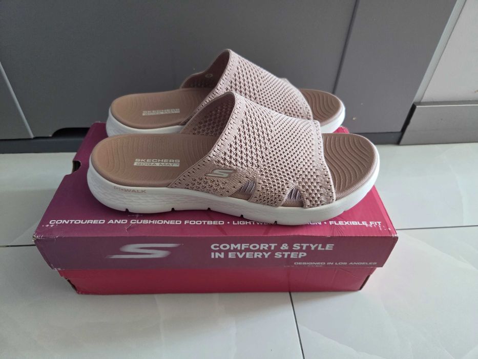 Skechers klapki sandały różowe 40