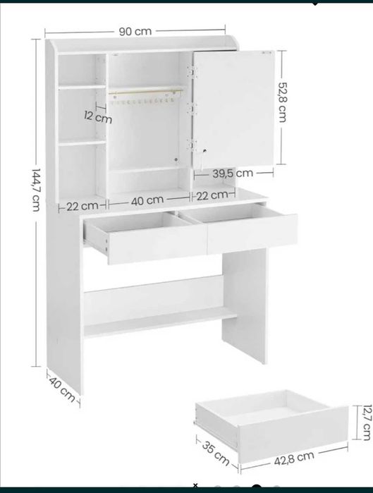 Toaletka nowa LED podświetlana Biała trzy kolory podświetlania