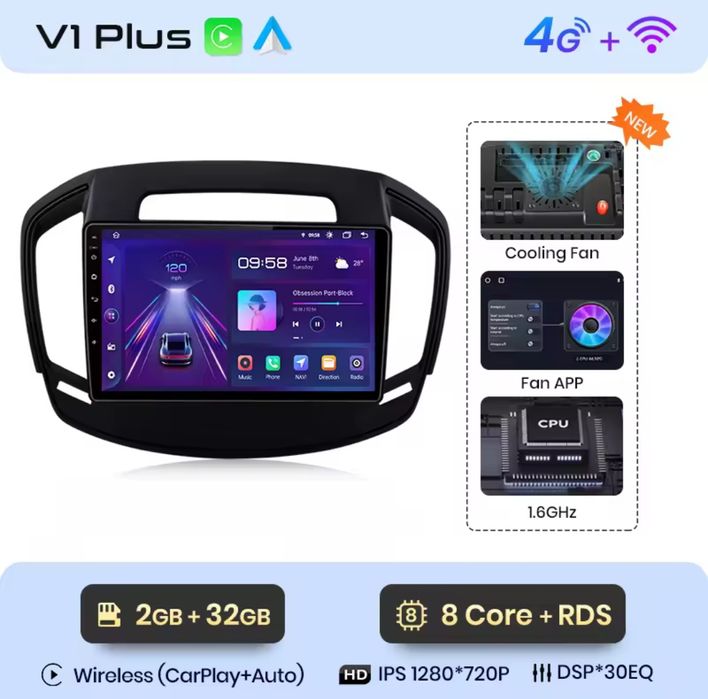 Rádio android OPEL Insignia 2013-17 Carplay GPS wifi 2/32GB BT novo