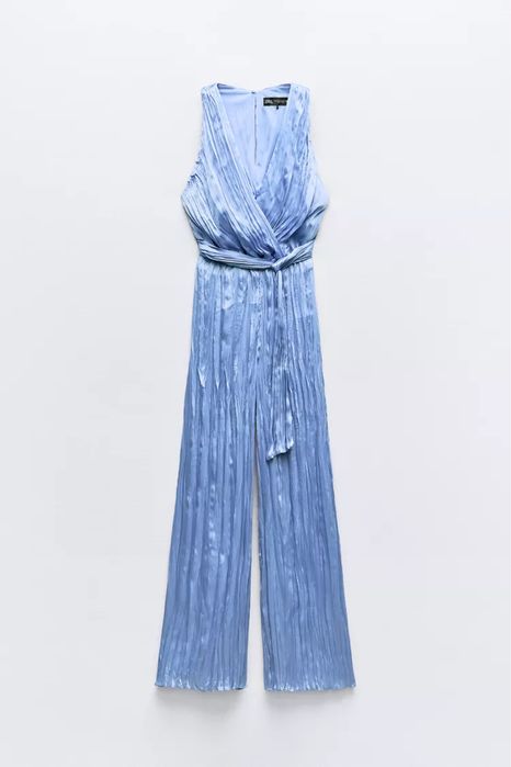 Атласний комбінезон із жатим ефектом