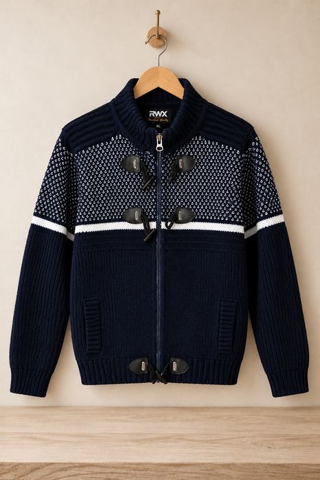 Granatowy kardigan sweter na suwak z kołnierzem  L / XL RWX