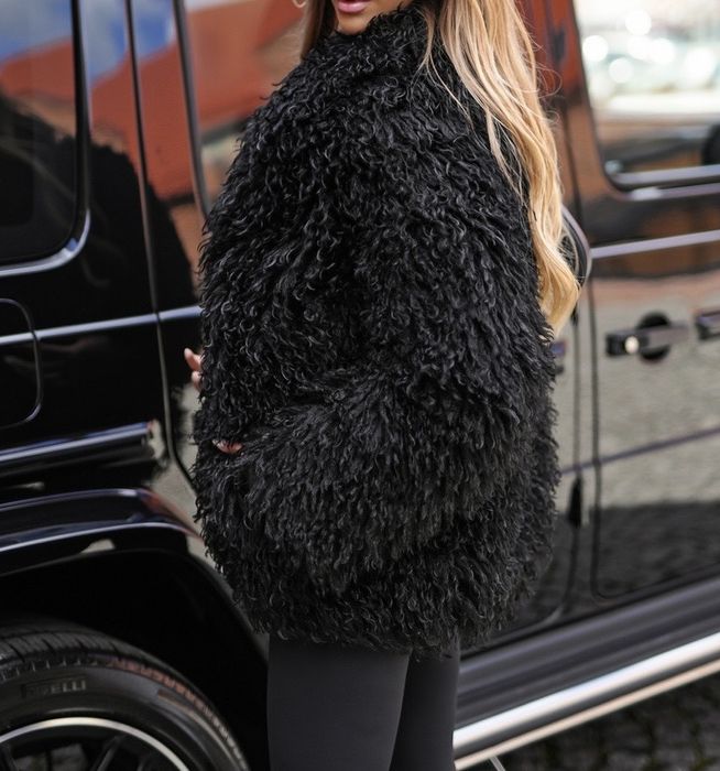 Dorothy Perkins M 38 czarne sztuczne futerko kurtka futrzana