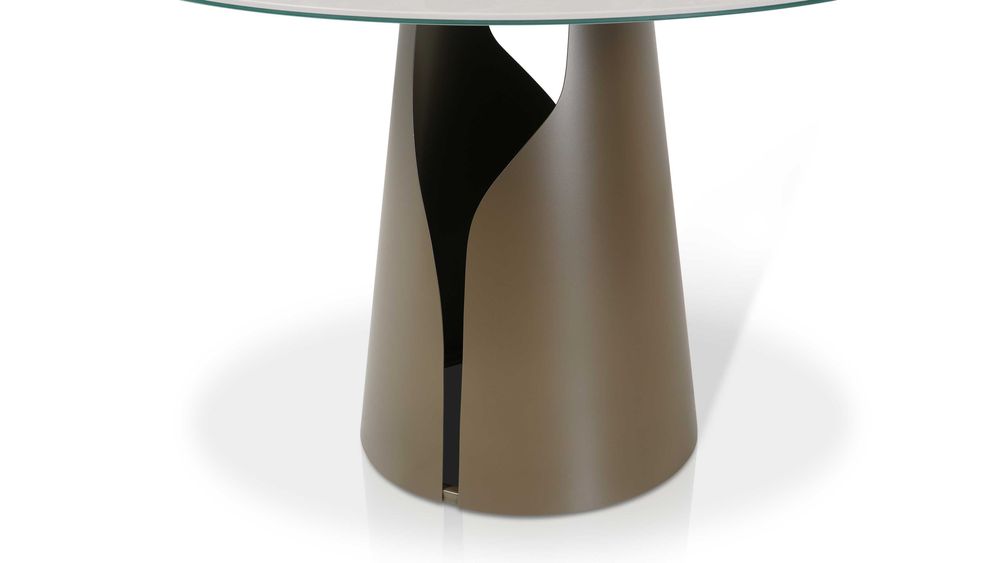 Stół okrągły LUMINA spiek kwarcowy Reves Perle nowoczesny premium średnica 120 cm