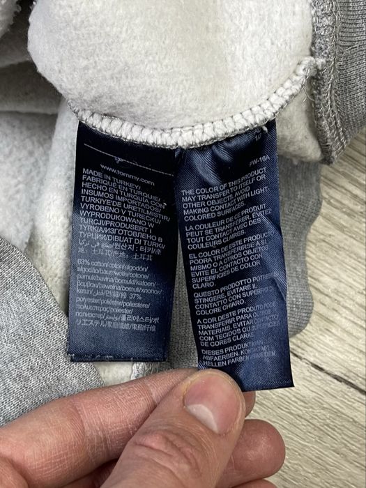 Tommy Hilfiger кофта балахон XL размер на флисе серая с принтом