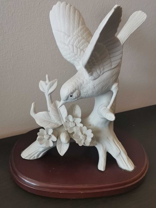 Figurka ceramiczna - Ptaszek na gałęzi - Vintage