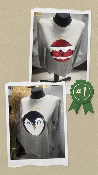 Sweter świąteczny cekiny obrotowe