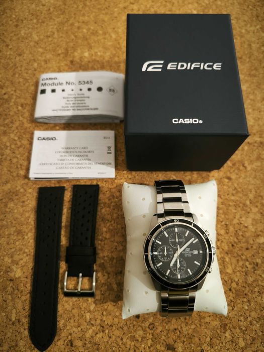 Relógio Casio Edifice EFR-526D-1AVUEF, braceletes em pele extra, Novo