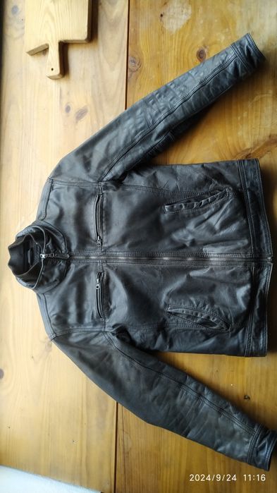 Casaco tipo motard de pele de búfalo genuíno M