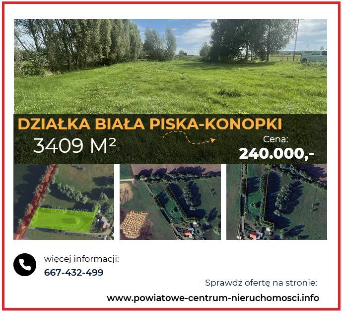 Działka na sprzedaż Biała Piska 3409m² ! Zaproponuj Swoją Cenę !