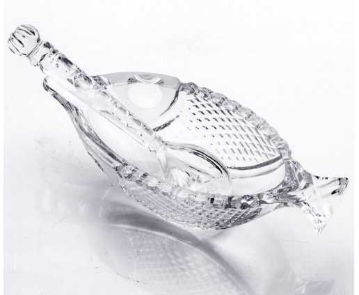 Икорница с ложкой  "Рыбка"  Дятьковский хрустальный завод