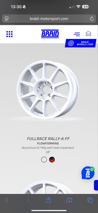 Jantes BRAID Fullrace Rally A FF 18’ 5x114.3