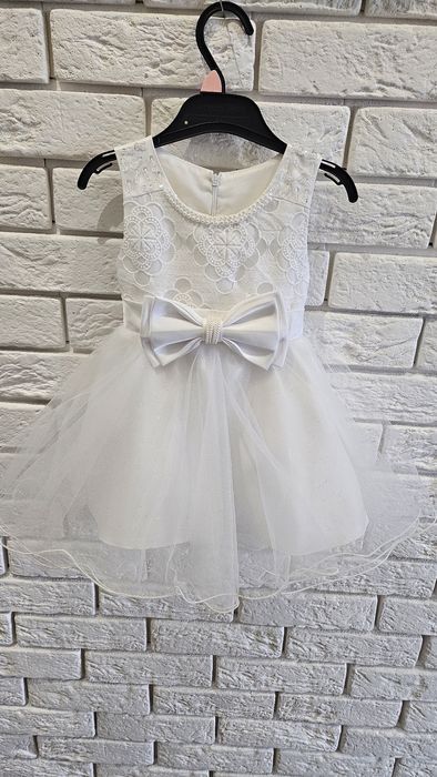 Sukienka biała 80 86 chrzest komunia Boże Ciało