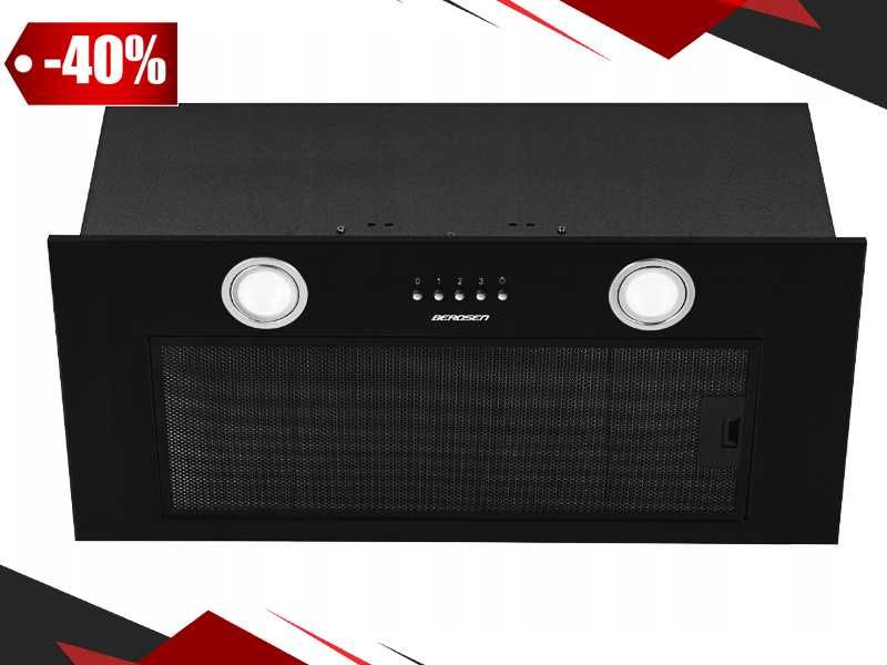 OKAP KUCHENNY Do Zabudowy 60cm Czarny Led + GRATIS