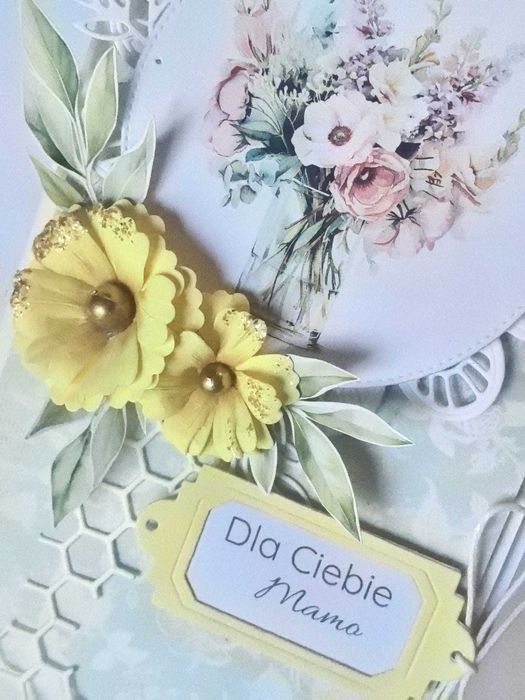 Kartka dla Mamy handmade personalizacja Dzień Mamy kwiaty 3D