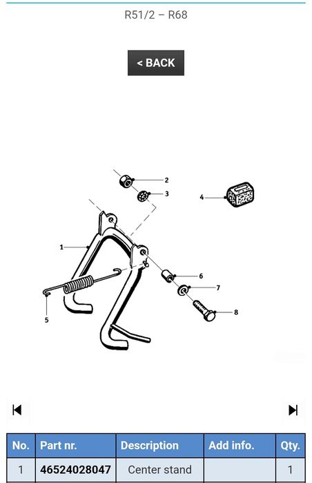 Descanso central BMW R50 a R69S - NOVO