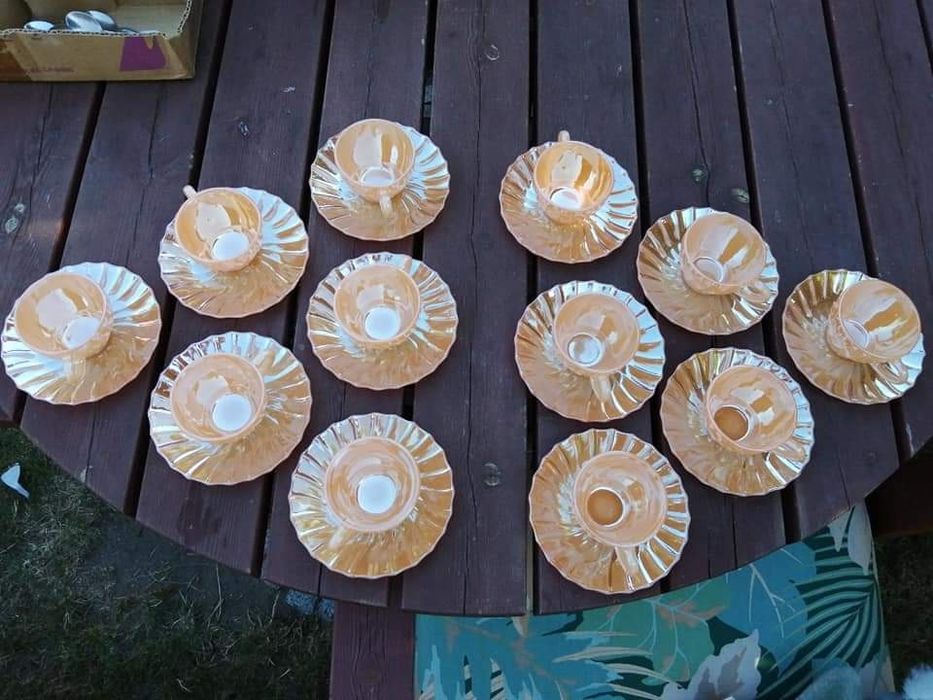 Porcelana filiżanki mleczna pomarańcz termoorisa